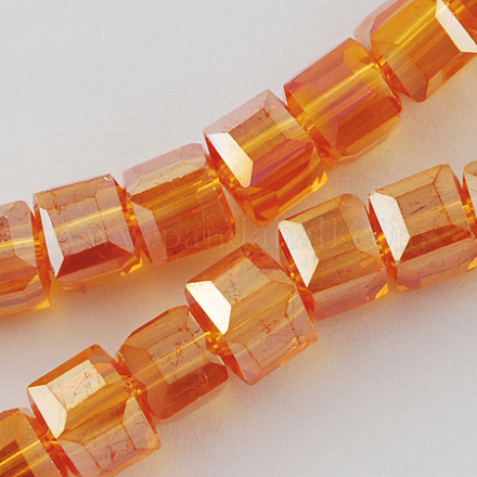 Electroplate Glass Beads Strands EGLA-R030-8x8mm-05-1