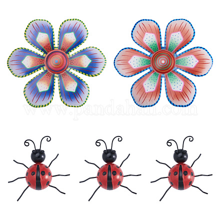 Crafans 3d Eisenblume und Marienkäfer große Anhänger AJEW-CF0001-19-1