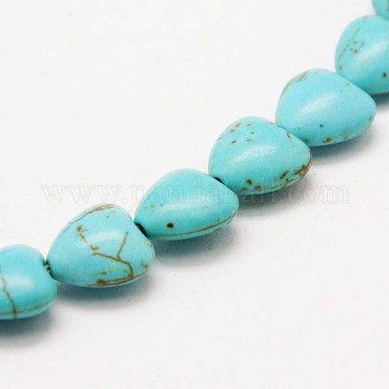 Perles coeur turquoise synthétique brins TURQ-I019-12mm-08-1