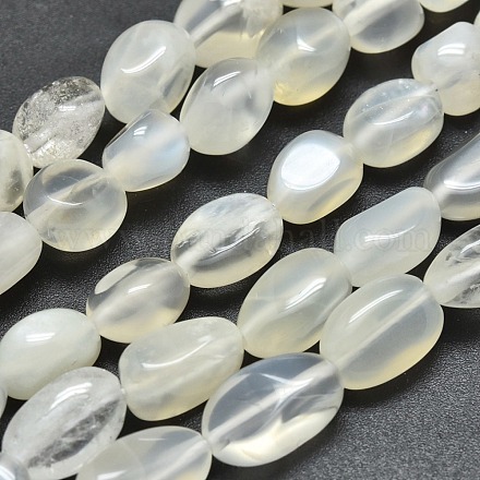 Naturelles perles pierre de lune blanc brins G-O186-C-04-1
