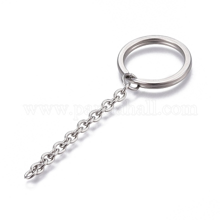304 Stainless Steel Split Key Ring Clasps X-STAS-L226-009B-1