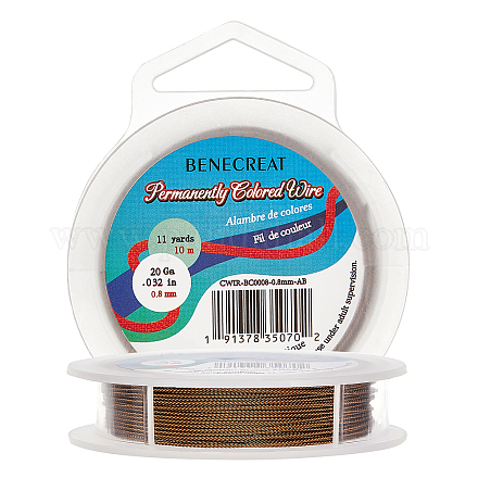 Benecreat3連売り銅クラフトワイヤー  長持ちメッキ  ツイストラウンド  アンティークブロンズ  20ゲージ  0.8mm  約10m /ロール CWIR-BC0008-0.8mm-AB-1