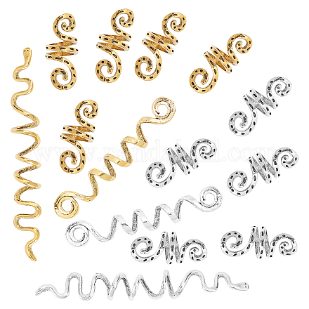 SUNNYCLUE 1 Box 14Pcs Spiral Hair Accessories Hair Styling Tools Alloy Braids Spiral Spin Screw Pin Hair Clips Vikings Spiral Hair Beads Rings for Braids Women Hair Clips Decoration FIND-SC0001-77-1