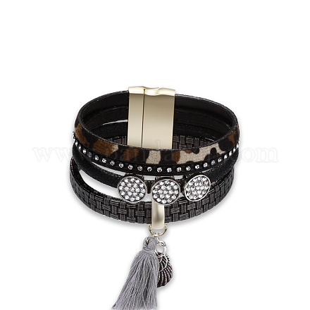 Fashion Zinc Alloy Leather Cord Multi-strand Bracelets BJEW-BB26637-1-1