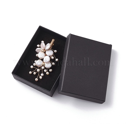 Ramillete de boda broche de perlas keshi naturales JEWB-BR00061-01-1