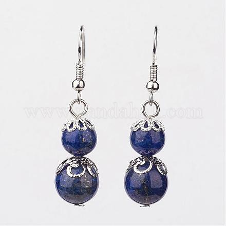 Lapis-lazuli balancent des boucles d'oreilles EJEW-JE02206-03-1