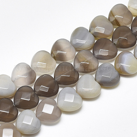 Fili di perle agata grigio naturale  G-S357-E02-08-1