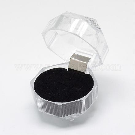 透明なプラスチックリングボックス  アクセサリー箱  ブラック  3.8x3.8x3.8cm OBOX-R001-04B-1