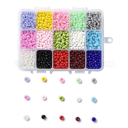375g perles de rocaille en verre 15 couleurs SEED-JP0004-02-4mm-1