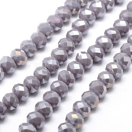 Electroplate Opaque Solid Color Crystal Glass Rondelle Beads Strands EGLA-F046A-05AB-1