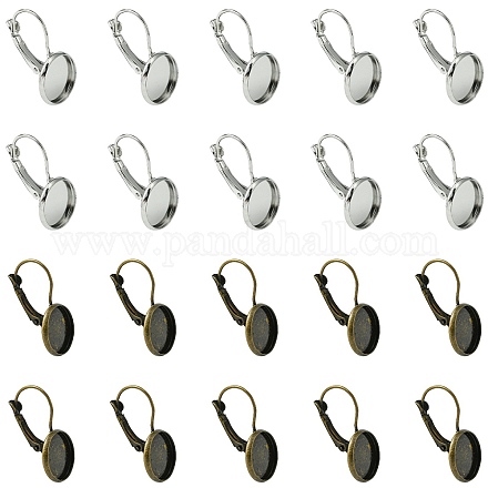 20 pièces de boucles d'oreilles à levier en laiton 2 couleurs KK-YW0002-24-1