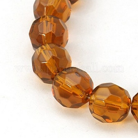 Faceted Glass Round Beads Strands X-GF10mmC44Y-1