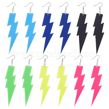 Anattasoul 6 пара 6 цветов акриловые серьги-подвески с молниями EJEW-AN0001-58-1