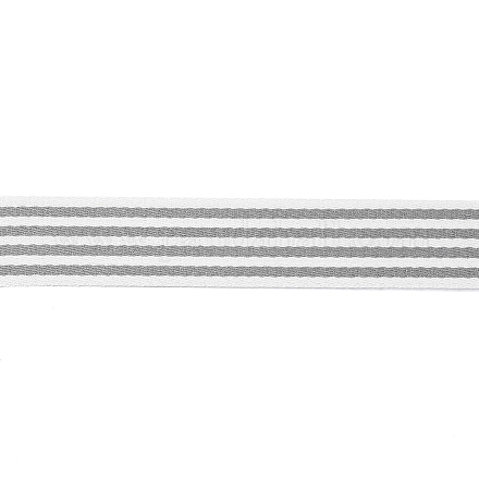 フラットポリコットンストライプリボン  グレー  1-5/8インチ（40mm） OCOR-XCP0001-83B-1