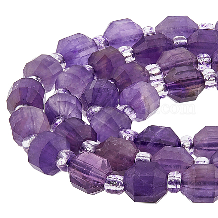 SUPERFINDINGS 1 Strand Natural Amethyst Beads Strands About 48pcs Bicone Stone Loose Beads 5~7mm Gemstone Spacer Beads for DIY Jewelry Making G-FH0002-22-1