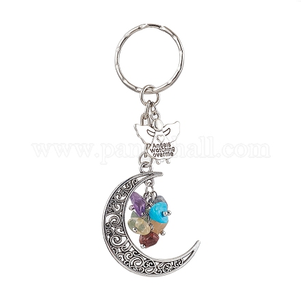 Porte-clés pendentif en alliage lune et ange KEYC-JKC00697-1