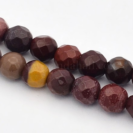 Faceted Round Natural Mookaite Beads Strands G-E302-062-4mm-1