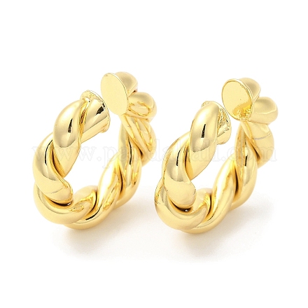 Rack Plating Brass Twist Rope Cuff Earrings for Women EJEW-D059-09G-1