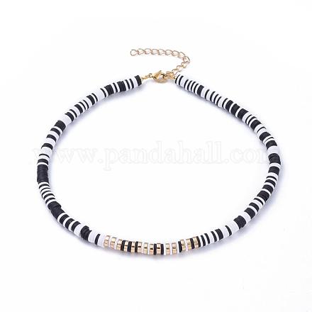 Colliers de perles heishi en pâte polymère faites main NJEW-JN02890-02-1