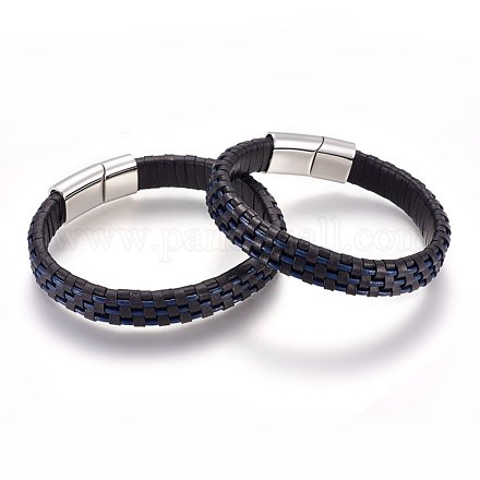 Плетеные браслеты шнур кожаный BJEW-F349-03P-01-1