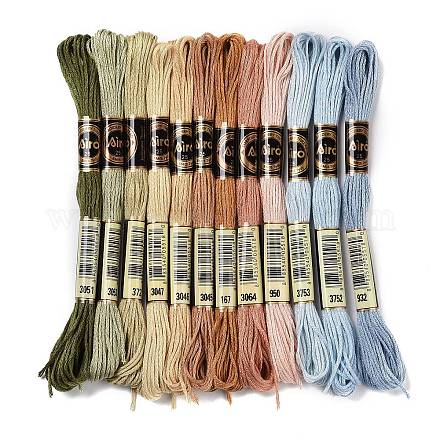 12 Skeins 12 Colors 6-Ply Polyester Embroidery Floss OCOR-M009-01B-16-1
