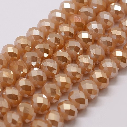 Chapelets de perles en verre électroplaqué GLAA-K016-6x8mm-08FP-1