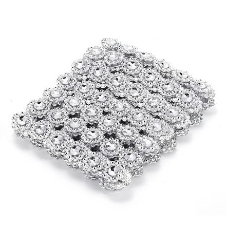 6列プラスチックダイヤモンドメッシュラップロール  ラインストーンクリスタルリボン  DIYの結婚披露宴は装飾工芸品を好む  銀  97x2mm DIY-L049-04C-1