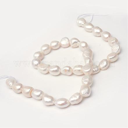 Hebras de perlas ovaladas de agua dulce cultivadas naturales PEAR-R015-32-1