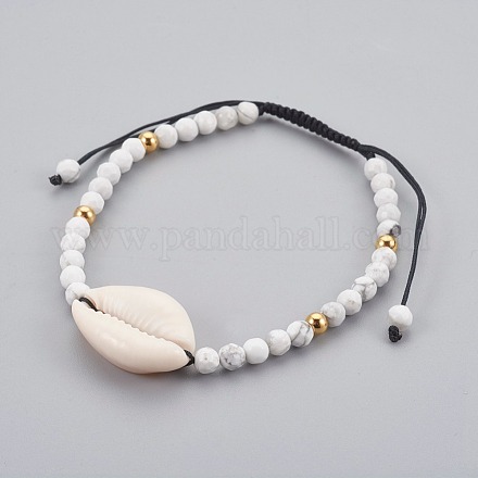 Natürliche geflochtene Perlenarmbänder aus Howlith BJEW-JB04079-03-1