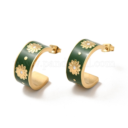 Enamel Flower Wrap Stud Earrings STAS-H175-25G-A-1