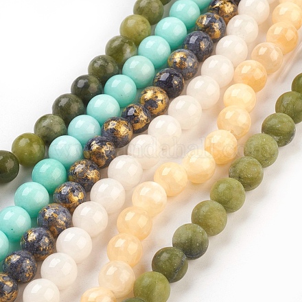 Chapelets de perles de jade naturel G-MSMC007-22-8mm-1
