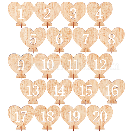 Tavolo cuore in legno numero 1-20 con base DJEW-WH0033-61-1