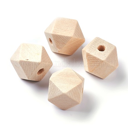 Faceted Unfinished Wood Beads WOOD-PH0001-19C-1