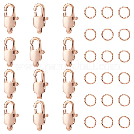 UNICRAFTALE 12 Pcs 11mm Long Rose Gold 304 Stainless Steel Lobster Claw Clasp with 20Pcs Open Jump Ring Metal Lobster Clasps Ion Plating Closures Clasp for DIY Craft Bracelet Jewellery Making STAS-UN0040-74-1