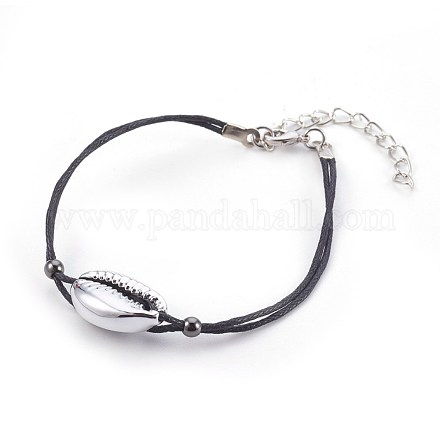 Waxed Cotton Cord Bracelets BJEW-JB03955-01-1