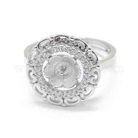 Componenti regolabili per anello da dito in argento sterling placcato rodio STER-L055-033P-1