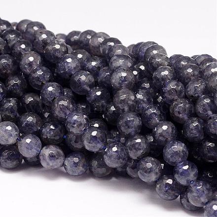 Chapelets de perles en cordiérite naturelle/Iolite/Dichroite G-P132-13-8mm-1