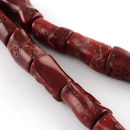 Column Dyed Natural Red Coral Bead Strands CORA-Q022-05-1