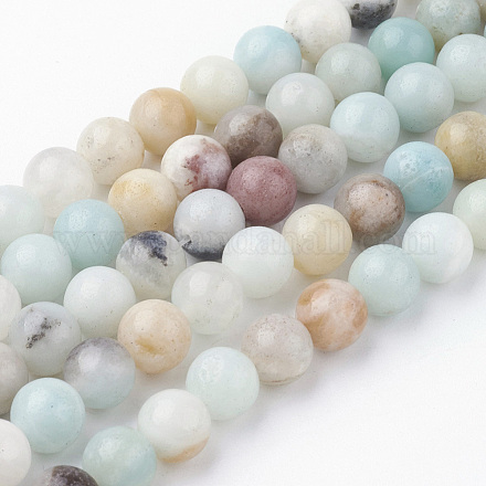 Brins de perles d'amazonite de fleurs naturelles G-G735-61-6mm-1