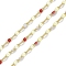 Rack Plating Brass Dapped Chains, with Enamel, with Spool, Soldered Lead Free & Cadmium Free, Real 18K Gold Plated, Mixed Color, 4x2x0.2mm