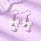Bowknot ABS Plastic Imitation Pearl Dangle Earrings, with 304 Stainless Steel and Iron Earring Findings, Stainless Steel Color, 40x18.5mm