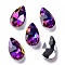 Faceted Teardrop Glass Pendants, Indigo, 16x9x5mm, Hole: 1mm