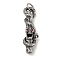 316 Surgical Micro Pave Cubic Zirconia Stainless Steel Pendants, with Jump Rings, Skull with Snake, Red, 46.5x15x11mm, Hole: 7mm