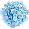 Resin Buttons, 4-Hole, Flat Round, Light Blue, 9~34x2~6mm, Hole: 1.6~2.5mm, 150g/set