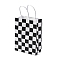 Tartan Print Paper Packing Tote Bags, Shopping Bags with Handles, Rectangle, Black, 15x8x21cm