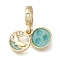 Rack Plating Alloy Enamel European Dangle Charms, Summer Whale Tail Large Hole Pendants with Crystal Rhinestone, Golden, 24.5mm, Hole: 4.5mm