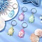 Luminous PVC Pendants Keychains, with Iron Split Key Ring, Tortoise, Mixed Color, 87mm