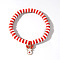 Christmas 304 Stainless Steel Enamel Charm Bracelets, Polymer Clay Heishi Beads Stretch Bracelets for Women, White, Reindeer, 6.89 inch(17.5cm)