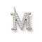 304 Stainless Steel Micro Pave Cubic Zirconia Pendants, Letter A~Z Charms, Letter M, 11.5x10.5x2mm, Hole: 1.8mm