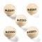 Schima Wood European Beads, Round with Word BLESSED, Moccasin, 16x14.5mm, Hole: 4.5mm
